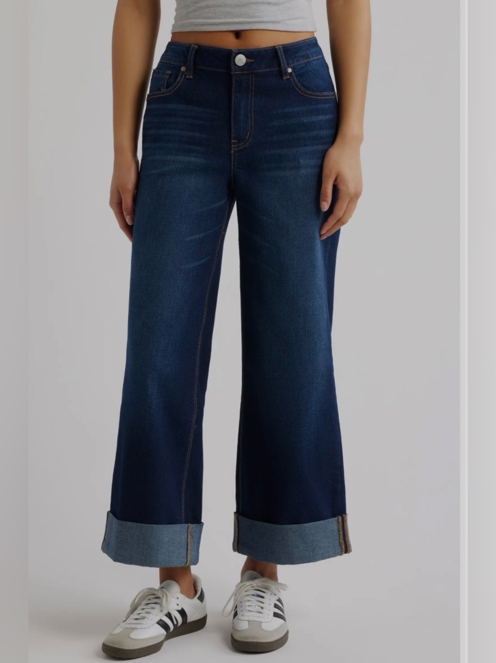 1822 Denim High Waist Rolled Cuff Wide Leg Jeans Dark wash Women’s 10 NWOT
